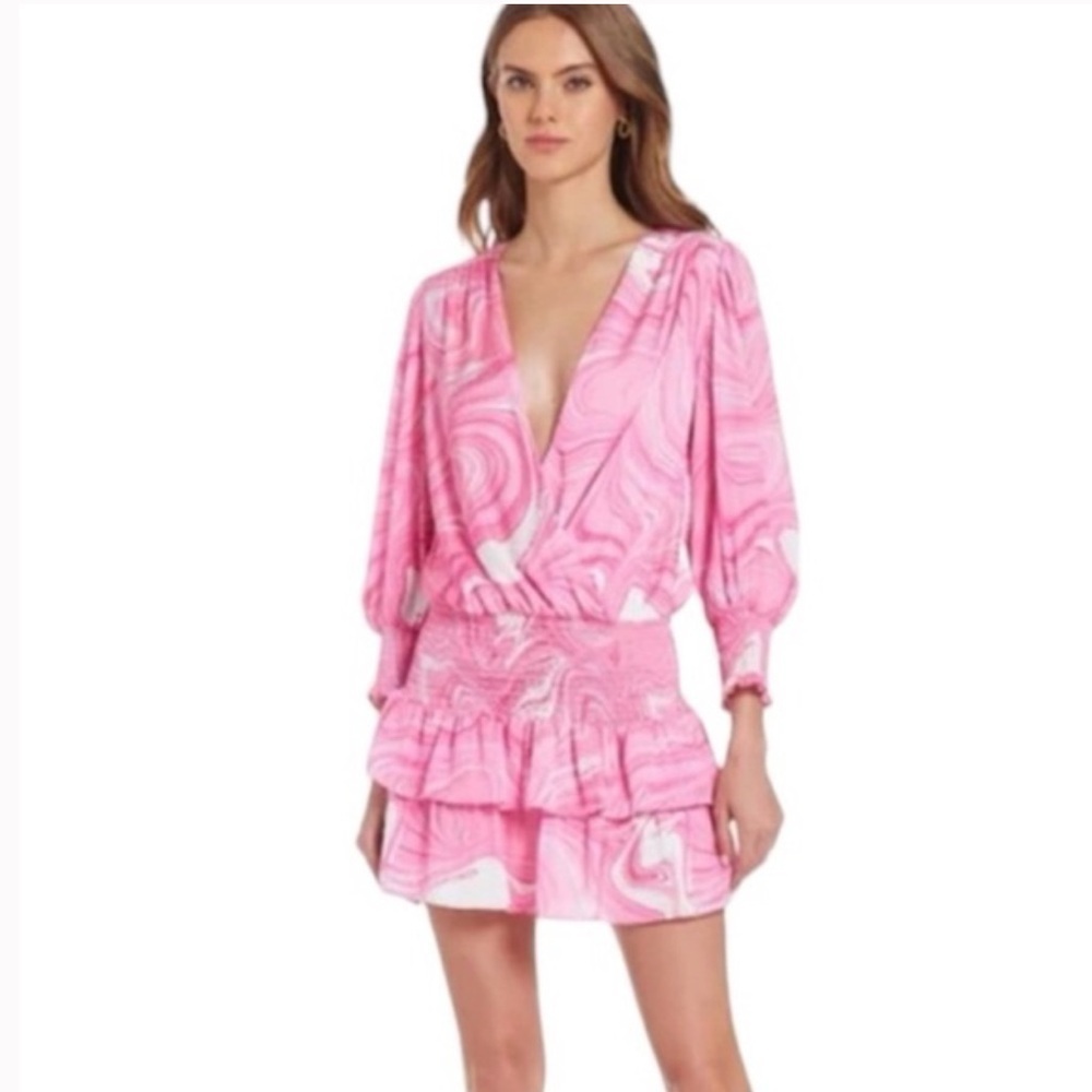Amanda Uprichard Pink Marble Print Mini Dress